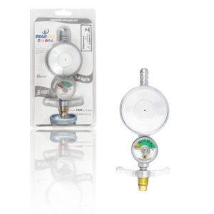 REGULADOR DE GÁS BRANCO 1KG/H C/MANÔMETRO (6PÇS)-ARIM