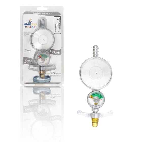 REGULADOR DE GÁS BRANCO 1KG/H C/MANÔMETRO (6PÇS)-ARIM