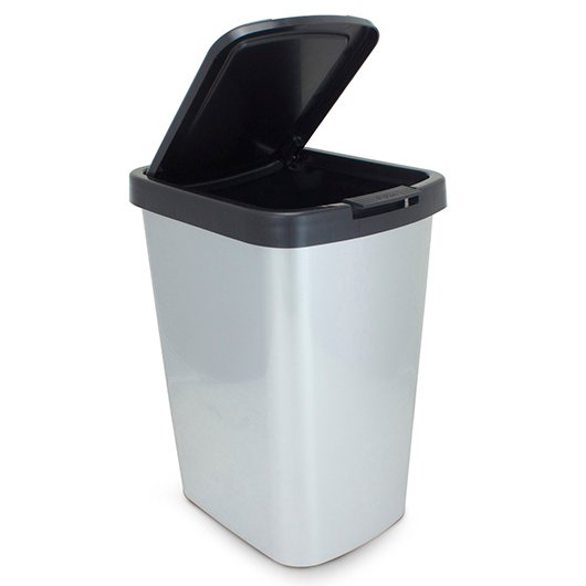 LIXEIRA DE PLÁSTICO 9L C/ CLICK LABEL INOX (6 PÇs)- ARQPLAST [25462CS]