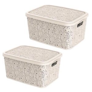 CESTO ORGANIZADOR 17LTS FLORAL PALHA (3PÇS)-UNINJET