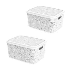 CESTO ORGANIZADOR 5,5LTS FLORAL BRANCO (3PÇS)-UNINJET