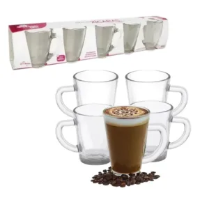 JG.XÍCARAS DE VIDRO P/CAFÉ 90ML PRINCE C/5PÇS (6JGS)-INGA