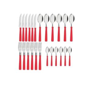 JG DE TALHERES VERMELHO 25PÇS C/PORTA TALHER BRANCO (3PÇS)-LET ÚTIL