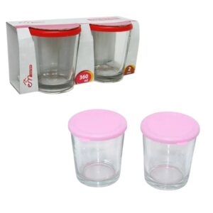 JG.POTES DE VIDRO 360ML C/TAMPA C/2 (6JGS)-INGA