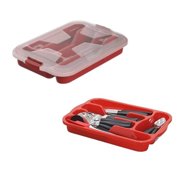 ORGANIZADOR TALHER C/TAMPA E TRAVA VERMELHO (6PÇS)-UNINJET