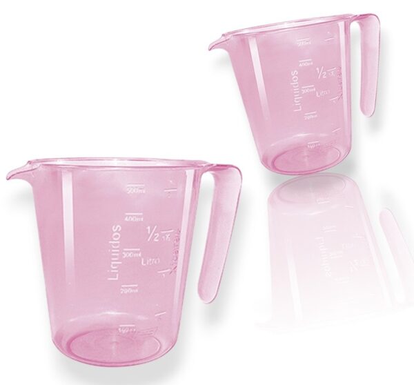 MEDIDORA C/ALÇA 500ML ROSA (24PÇS)-INJETEMP