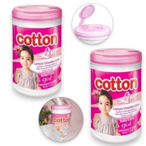 LENÇO BABY CARE GIRL POTE70 ROSA (FD12)-COTTON LINE