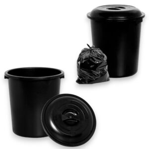 CESTO FECHADO PRETO C/TP PRETA 53LTS (6PÇS)-PLASNEW