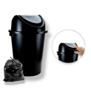 CESTO FECHADO C/TP BASCULANTE 27LTS PRETO (6PÇS)-PLASNEW