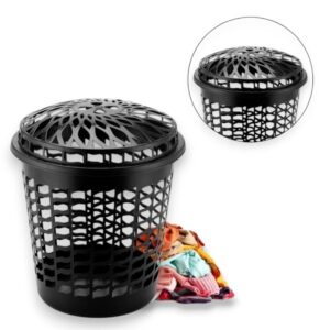 CESTO TELADO PRETO C/TAMPA 30LTS (6PÇS)-PLASNEW