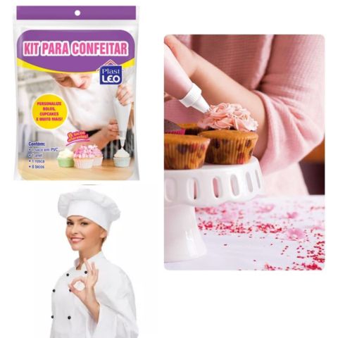 KIT SACO CONFEITAR+BICOS (12PÇS)-PLASTLÉO
