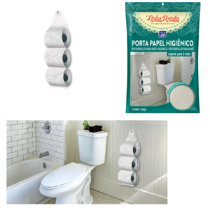 PORTA PAPEL HIGIÊNICO C/RENDA (12PÇS)-PLASTLEO