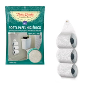 PORTA PAPEL HIGIÊNICO C/RENDA (12PÇS)-PLASTLEO