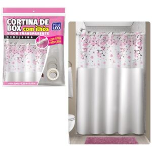 CORTINA BOX VINIL VISOR RETANG.ESTAMPADA C/ILHÓS SORTIDA (6PÇS)-PLASTLEO