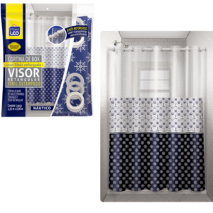 CORTINA BOX VINIL VISOR RETANG.ESTAMPADA C/ILHÓS SORTIDA (6PÇS)-PLASTLEO