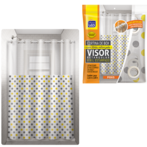 CORTINA BOX VINIL VISOR RETANG.ESTAMPADA C/ILHÓS SORTIDA (6PÇS)-PLASTLEO
