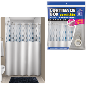 CORTINA BOX VINIL VISOR RETANG.ESTAMPADA C/ILHÓS SORTIDA (6PÇS)-PLASTLEO