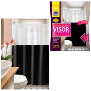 CORTINA BOX VINIL VISOR RETANG.LISA PRETA (6PÇS)-PLASTLEO