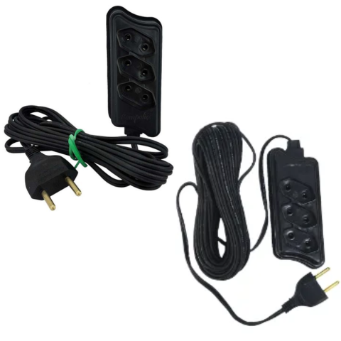 EXTENSÃO 3MTS MULTIUSO CB PL 2P PRETA (12PÇS)-COMPOLUX