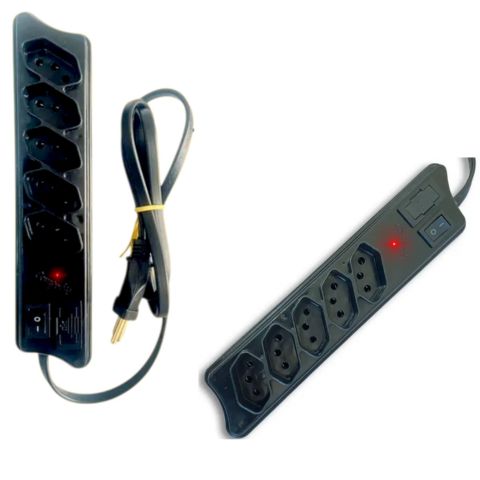 PROTETOR ELÉTRICO PRETO 5 TOMADAS 2P 1,2MTS (6PÇS)-COMPOLUX