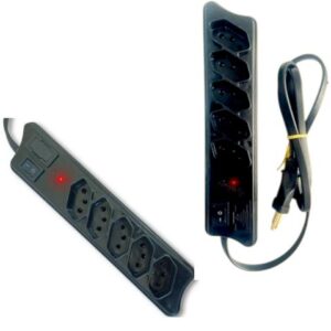 PROTETOR ELÉTRICO PRETO 5 TOMADAS 2P 1,2MTS (6PÇS)-COMPOLUX
