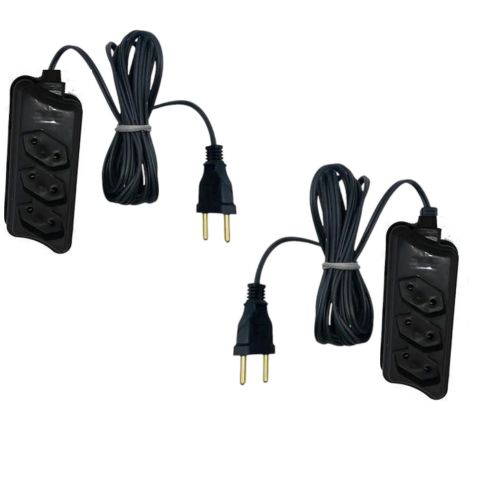 EXTENSÃO 5MTS MULTIUSO CB PL 2P PRETA (12PÇS)-COMPOLUX