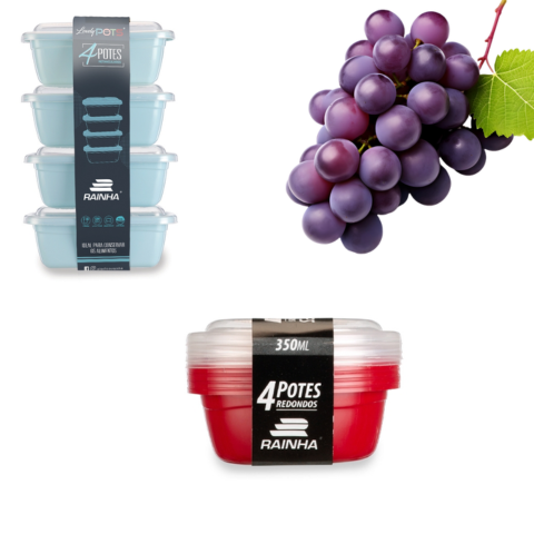 CJ.4 POTES 350ML RED.COLORIDA (12CJ)-PLÁSTICOS RAINHA