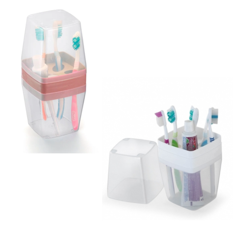 PORTA ESCOVAS E CREME DENTAL C/TAMPA (12PÇS)-PLÁSTICOS RAINHA