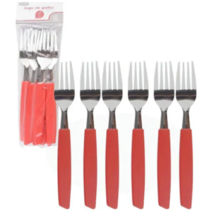 JOGO GARFOS RIO C/6PÇS VERMELHO (12PCT)-WELLMIX