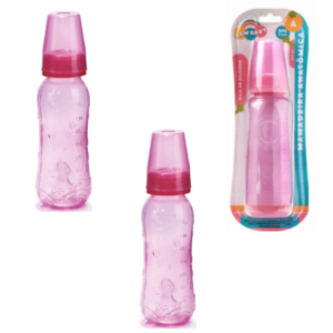 MAMADEIRA ANATÔMICA 270ML ROSA BICO ASSIMÉTRICO SILICONE (12PÇS)-NEW BABY