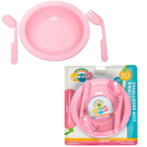 KIT REFEIÇÃO ROSA 3PÇS (12KITS)-NEW BABY