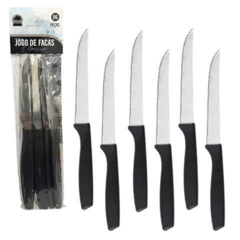 JG DE FACAS C/6PÇS PRETO CLASSIC (12PCT)-LET ÚTIL