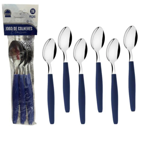 JG DE COLHERES C/6PÇS AZUL MARINHO CLASSIC (12PCT)-LET ÚTIL