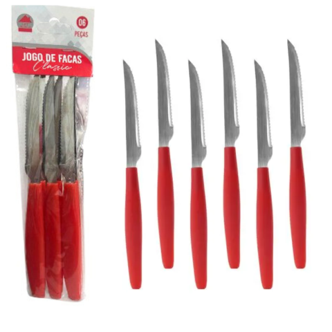 JG DE FACAS C/6PÇS VERMELHO CLASSIC (12PCT)-LET ÚTIL