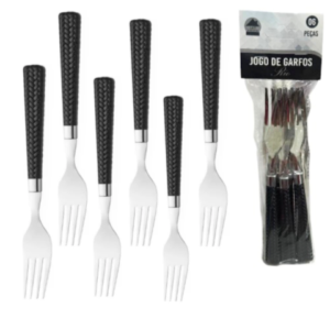 JG DE GARFOS C/6PÇS PRETO RIO (12PCT)-LET ÚTIL