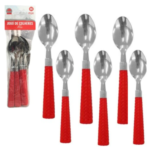 JG DE COLHERES C/6PÇS VERMELHO RIO (12PCT)-LET ÚTIL