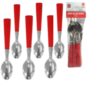 JG DE COLHERES C/6PÇS VERMELHO RIO (12PCT)-LET ÚTIL