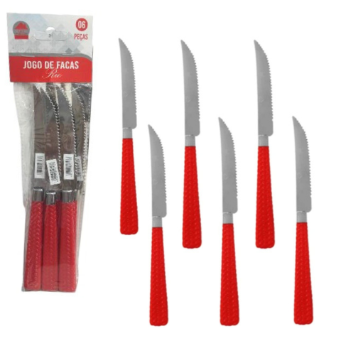 JG DE FACAS C/6PÇS VERMELHO RIO (12PCT)-LET ÚTIL