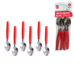 JG DE COLHERES DE CHÁ C/6PÇS VERMELHO CLASSIC (12PCT)-LET ÚTIL