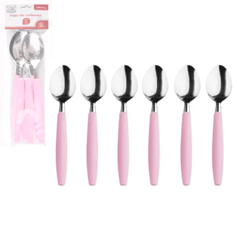 JOGO COLHERES RIO C/6PÇS ROSA (12PCT)-WELLMIX