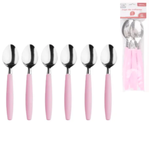 JOGO COLHERES RIO C/6PÇS ROSA (12PCT)-WELLMIX