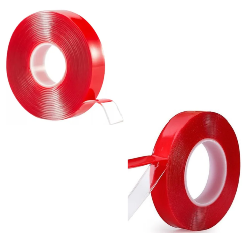 FITA DUPLA FACE AUTOADESIVA DE PLÁSTICO VERMELHA 2MX20MM (12PÇS)-CAERUS