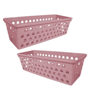 CESTO MULTIUSO RETANGULAR COMPRIDO ROSA (12PÇS)-UNINJET