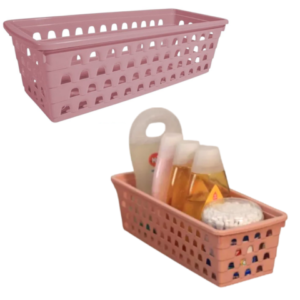 CESTO MULTIUSO RETANGULAR COMPRIDO ROSA (12PÇS)-UNINJET