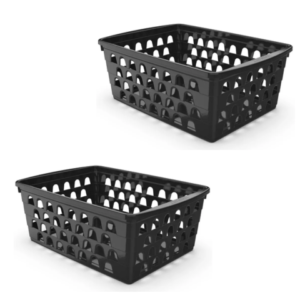 CESTO MULTIUSO EXTRA GRANDE RETANGULAR ALTO PRETO (12PÇS)-UNINJET