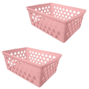CESTO MULTIUSO EXTRA GRANDE RETANGULAR ALTO ROSA (12PÇS)-UNINJET