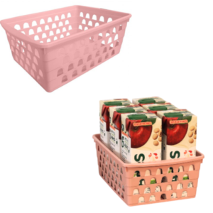 CESTO MULTIUSO EXTRA GRANDE RETANGULAR ALTO ROSA (12PÇS)-UNINJET
