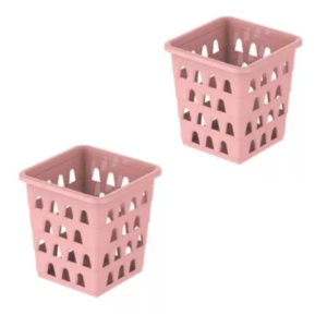 CESTO MULTIUSO PEQUENO QUADRADO ROSA (12PÇS)-UNINJET