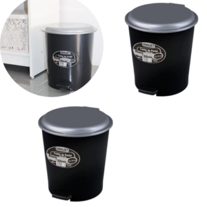 CESTO C/PEDAL 12LTS REDONDO PRETO (6PÇS)-UNINJET