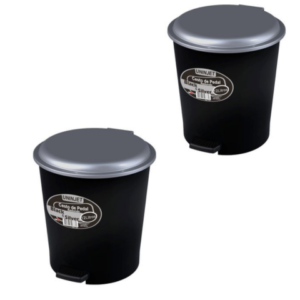 CESTO C/PEDAL 12LTS REDONDO PRETO (6PÇS)-UNINJET